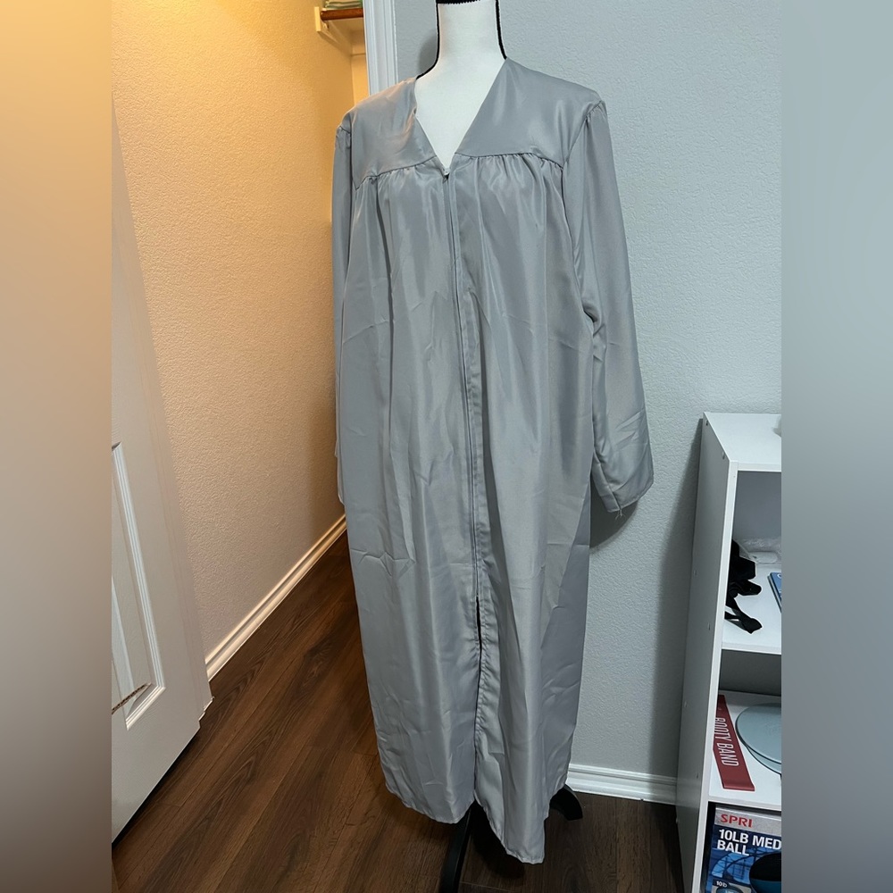 Jostens silver or grey graduation gown